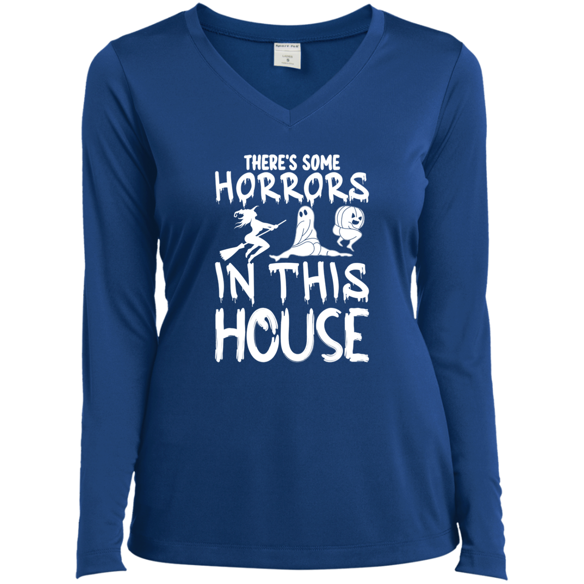 THERE'S SOME HORRORS IN THIS HOUSE LONG SLEEVE V-NECK T-SHIRT