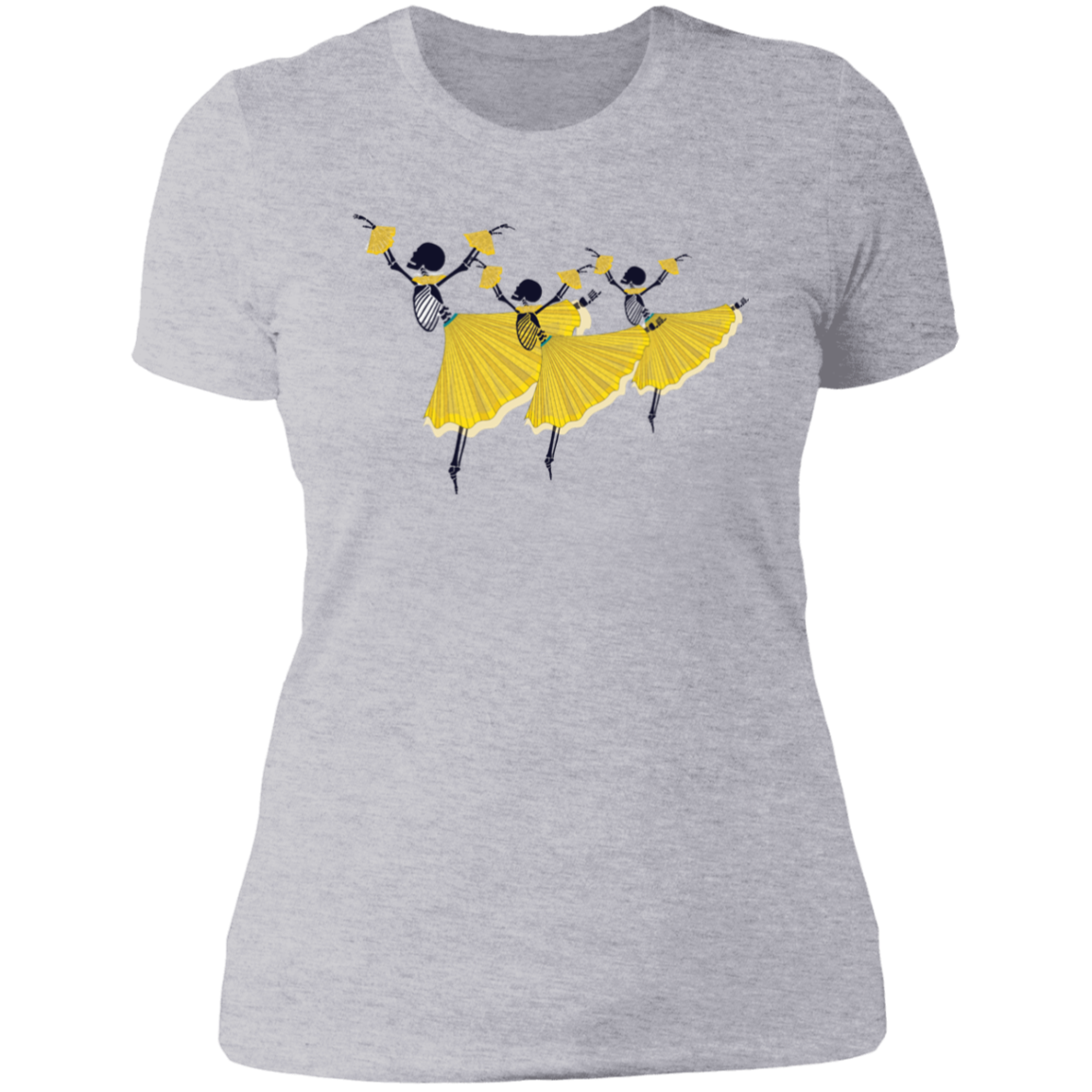 BALLET DANCING SKELETONS LADIES BOYFRIEND T-SHIRT - HALLOWEEN BALLET SHIRT - SPOOKY SEASON T-SHIRT
