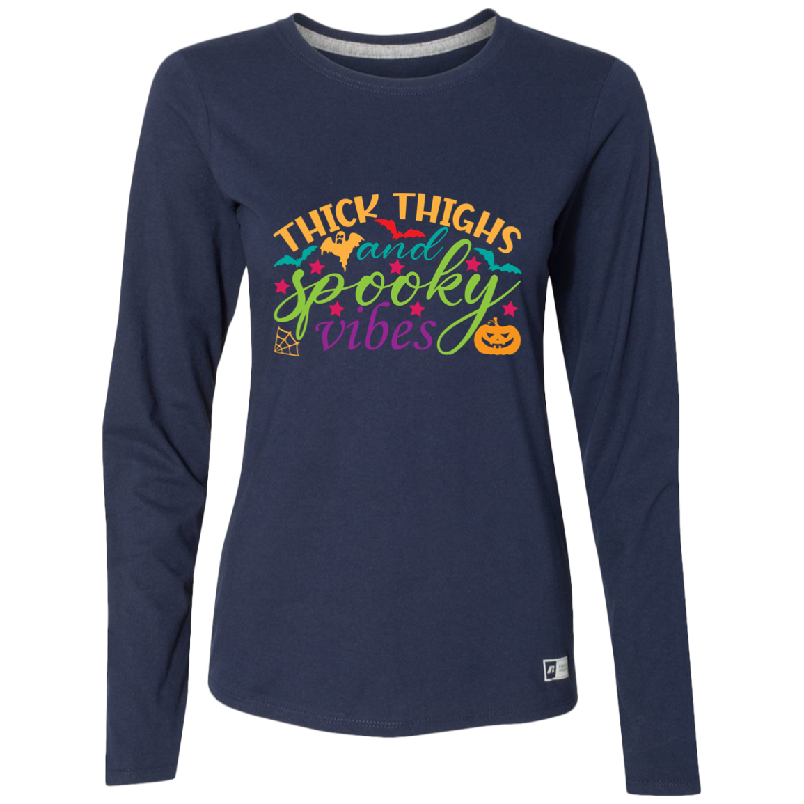 THICK THIGHS & SPOOKY VIBES LADIES ESSENTIAL DRI-POWER LONG SLEEVE SHIRT