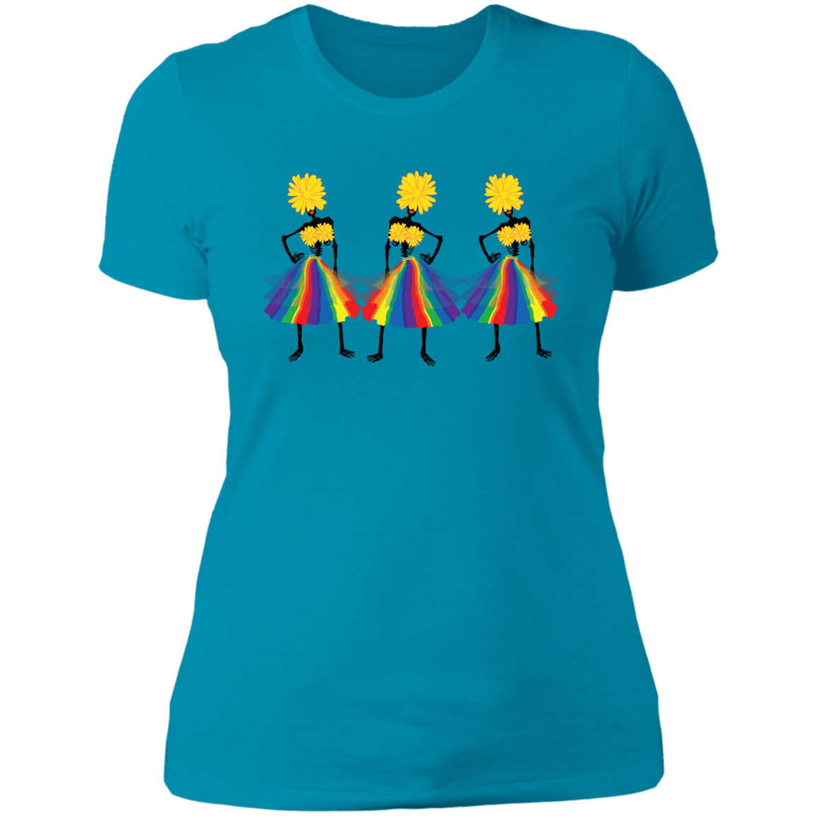 POSING SKELETONS LADIES BOYFRIEND T-SHIRT- HALLOWEEN PARTY SHIRT - SPOOKY SEASON SHIRT