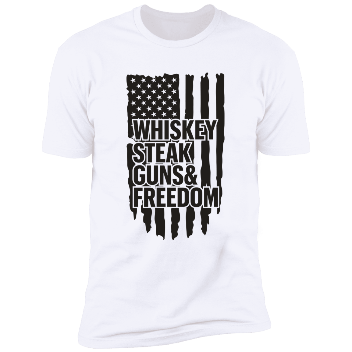 WHISKEY STEAK GUNS N FREEDOM PREMIUM SHORT SLEEVE T-SHIRT