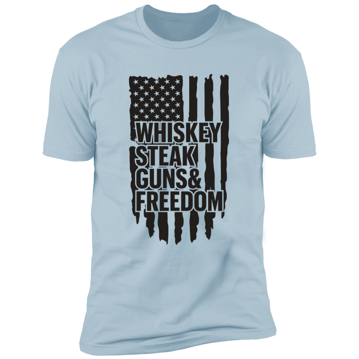 WHISKEY STEAK GUNS N FREEDOM PREMIUM SHORT SLEEVE T-SHIRT