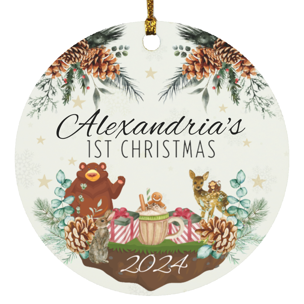 BABY AND FRIENDS 1ST CHRISTMAS ORNAMENT PERSONALIZE WITH NAME