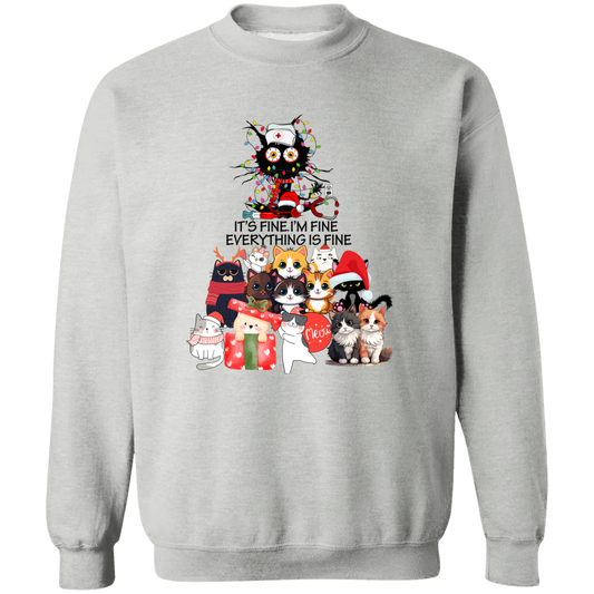 NURSE CAT - IT'S FINE. I'M FINE. EVERYTHING IS FINE CREWNECK SWEATSHIRT