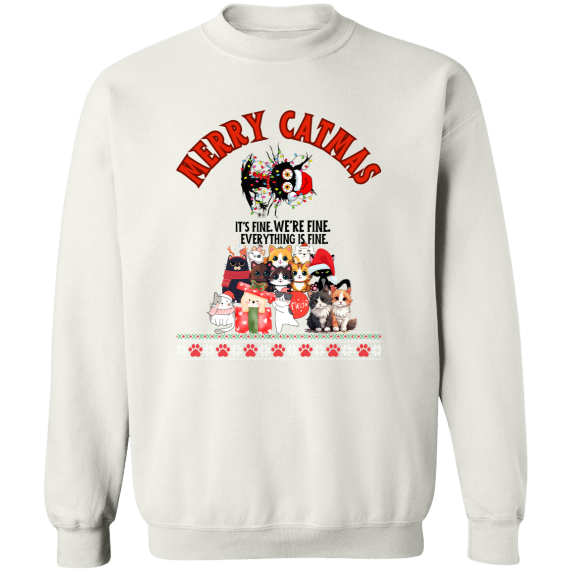 MERRY CATMAS TWISTED CAT - IT'S FINE CREWNECK SWEATSHIRT