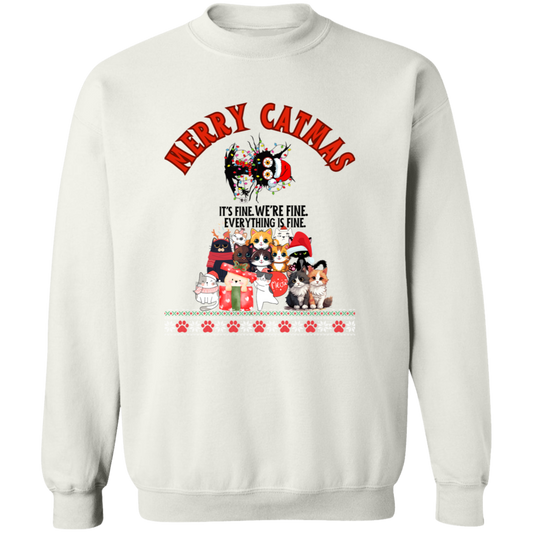 MERRY CATMAS TWISTED CAT - IT'S FINE CREWNECK SWEATSHIRT