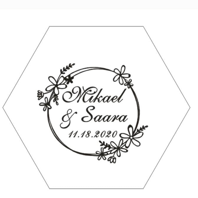 ENGRAVED CUSTOM CLEAR HEXAGONAL ENGAGEMENT / WEDDING STORAGE RING BOX - ACRYLIC PERSONALIZED FRAME RING STORAGE BOX