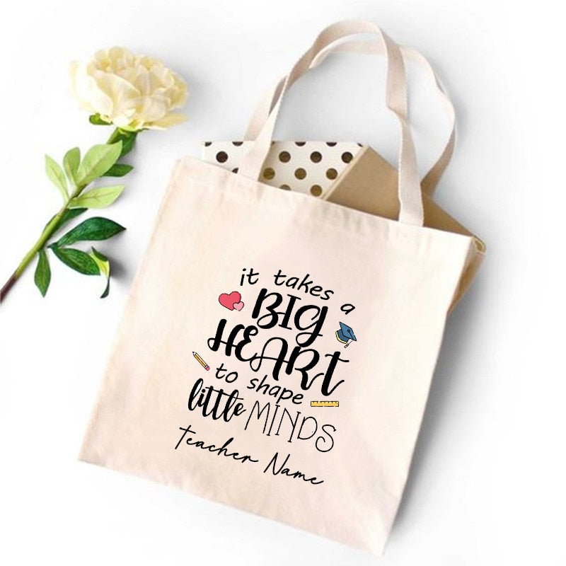 CUSTOM PERSONALIZED TEACHER'S CANVAS TOTE REUSABLE SHOULDER BAG