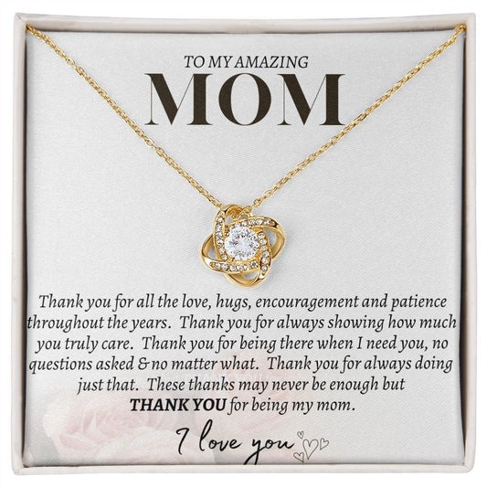 TO MY AMAZING MOM LOVE KNOT NECKLACE, MOTHER'S DAY GIFT, BIRTHDAY, CHRISTMAS GIFT