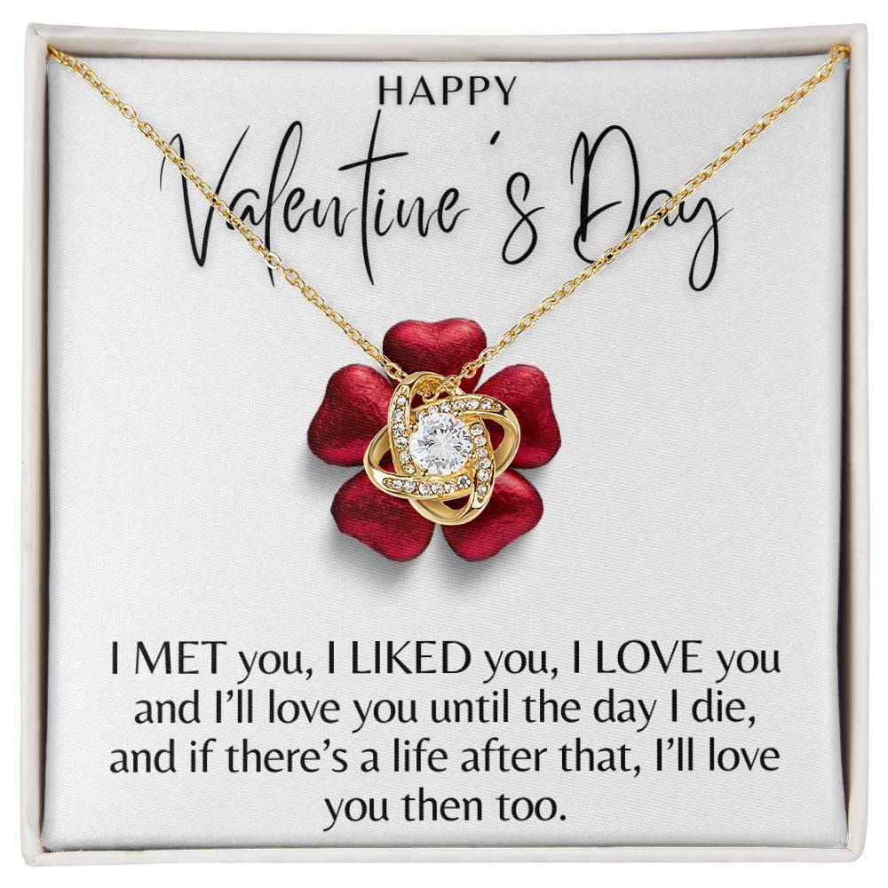 I MET YOU, LIKED YOU, LOVE YOU LOVE KNOT NECKLACE