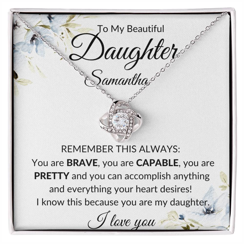 TO MY BEAUTIFUL DAUGHTER PERSONALIZED LOVE KNOT NECKLACE FROM MOM OR DAD - BIRTHDAY GIFT - GRADUATION GIFT - CHRISTMAS