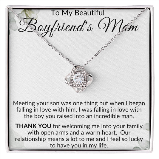 TO MY BEAUTIFUL BOYFRIEND'S MOM LOVE KNOT NECKLACE