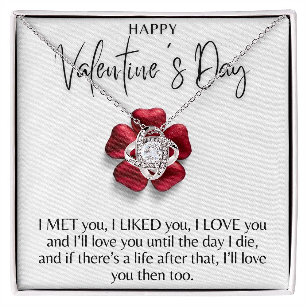 I MET YOU, LIKED YOU, LOVE YOU LOVE KNOT NECKLACE