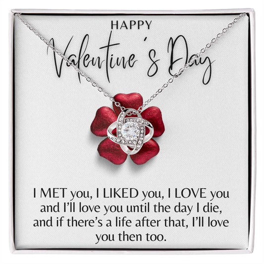 I MET YOU, LIKED YOU, LOVE YOU LOVE KNOT NECKLACE