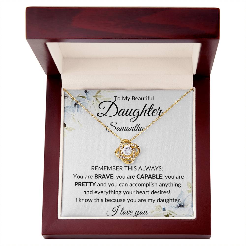 TO MY BEAUTIFUL DAUGHTER PERSONALIZED LOVE KNOT NECKLACE FROM MOM OR DAD - BIRTHDAY GIFT - GRADUATION GIFT - CHRISTMAS