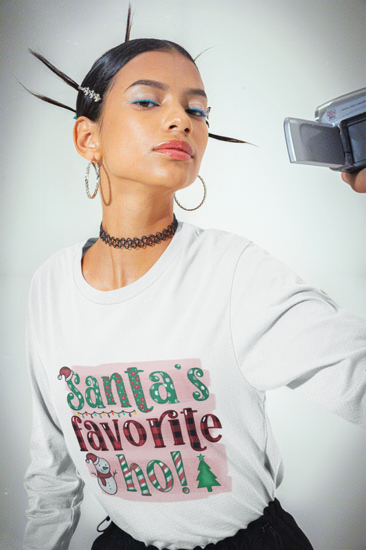 SANTA'S FAVORITE HO! LADIES ESSENTIAL  DRI-POWER LONG SLEEVE T-SHIRT