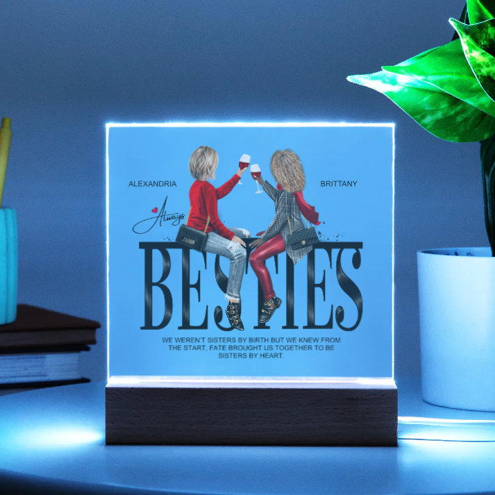 ALWAYS BESTIES ACRYLIC SQUARE PLAQUE - Personalize to your likeness