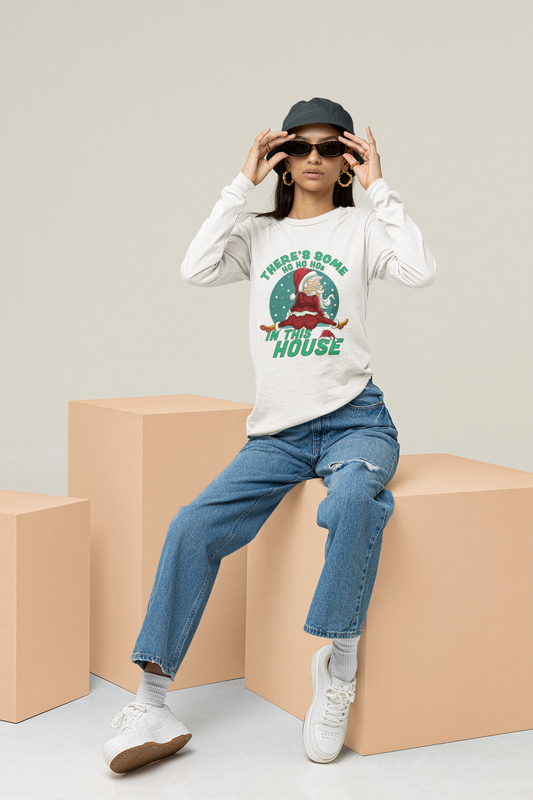 THERE'S SOME HO HO HO'S IN THIS HOUSE ESSENTIAL DRI-POWER LONG SLEEVE T-SHIRT