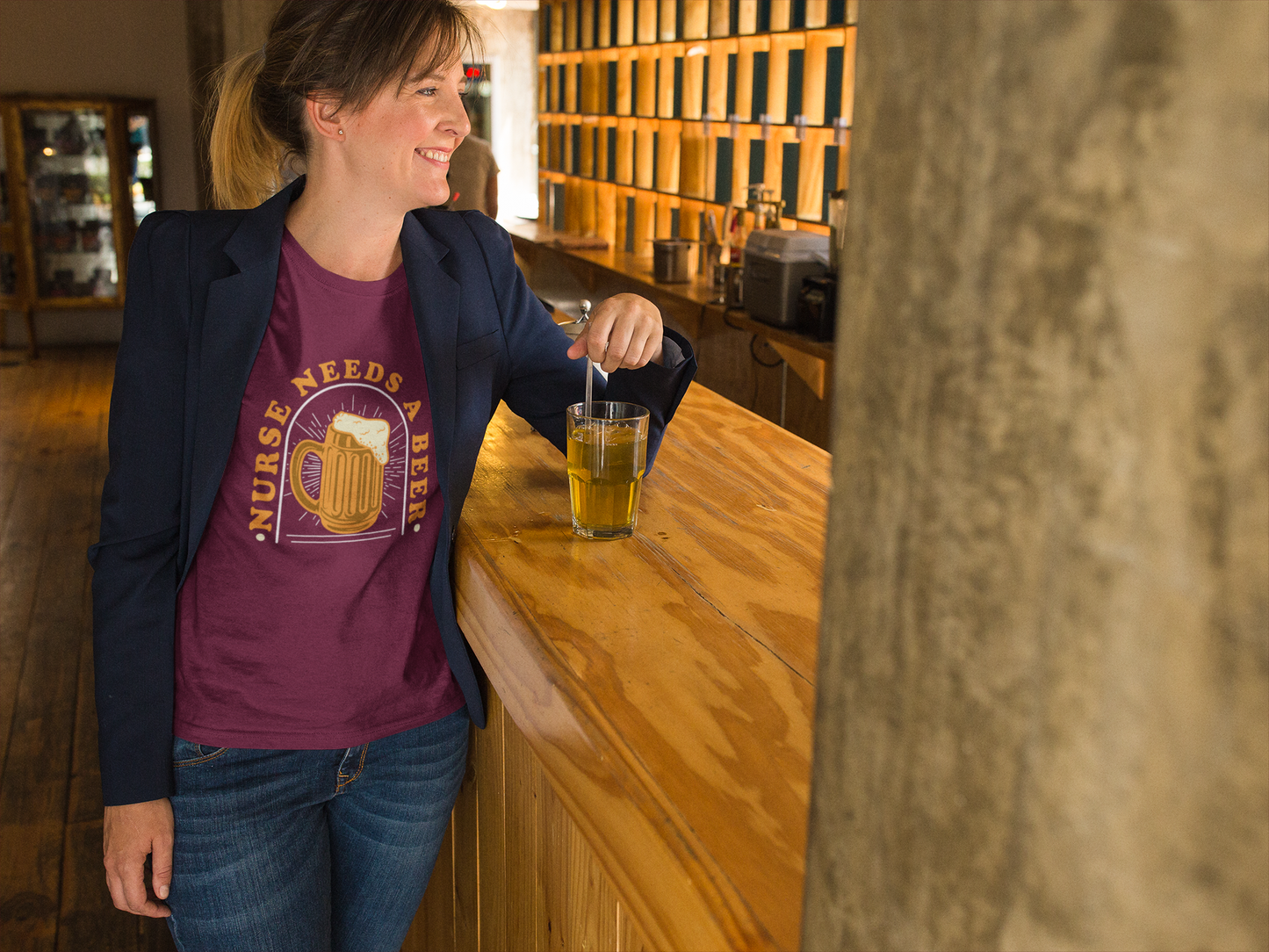 THIS NURSE NEEDS A BEER PREMIUM T-SHIRT