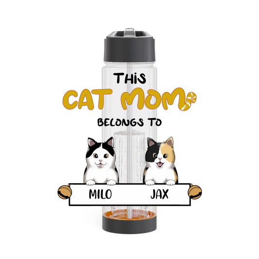 THIS CAT MOM BELONGS TO - PERSONALIZED INFUSER WATER BOTTLE
