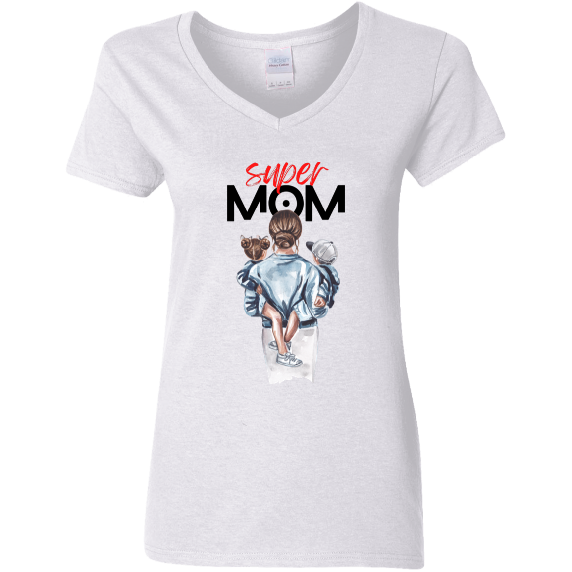 SUPER MOM V-NECK T-SHIRT