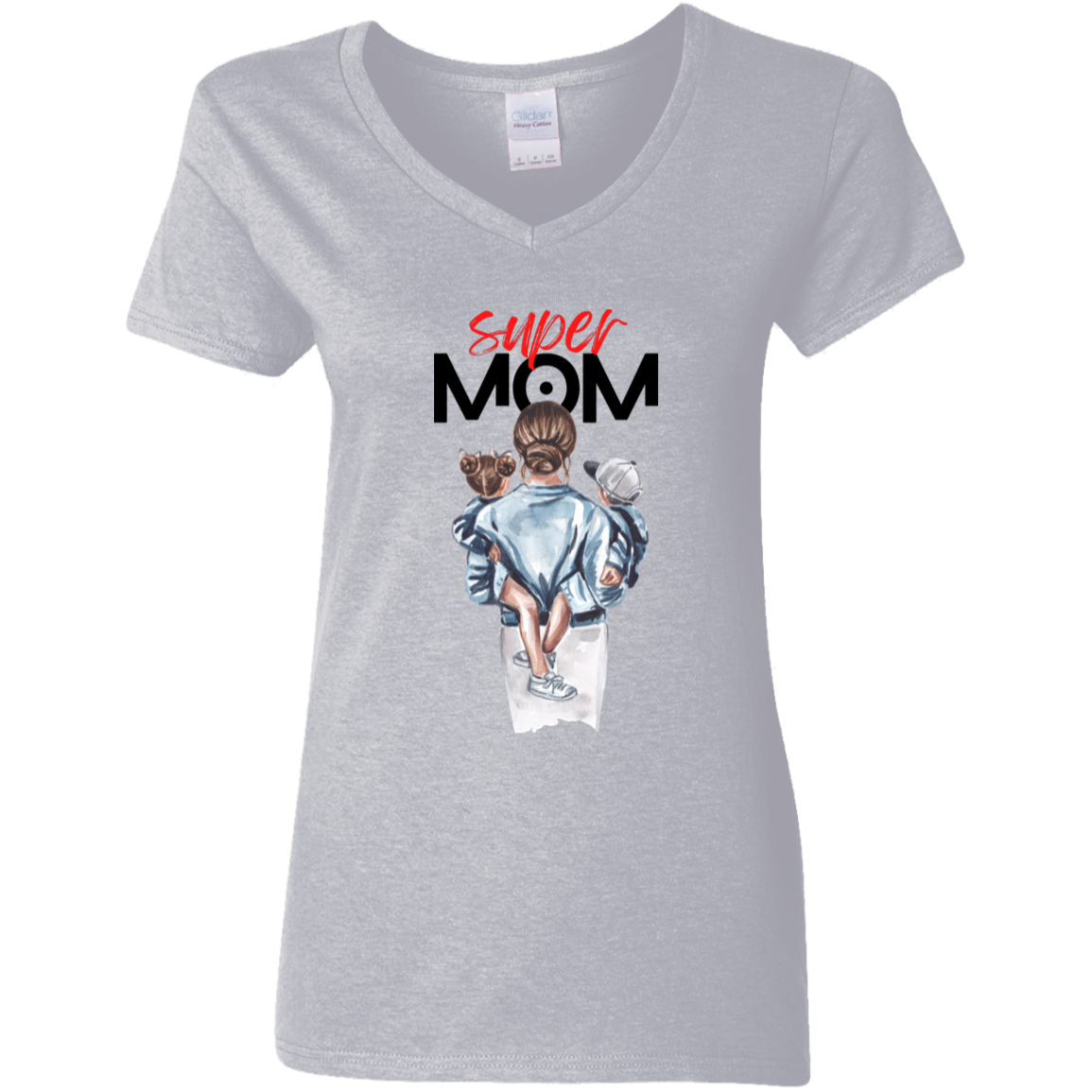 SUPER MOM V-NECK T-SHIRT
