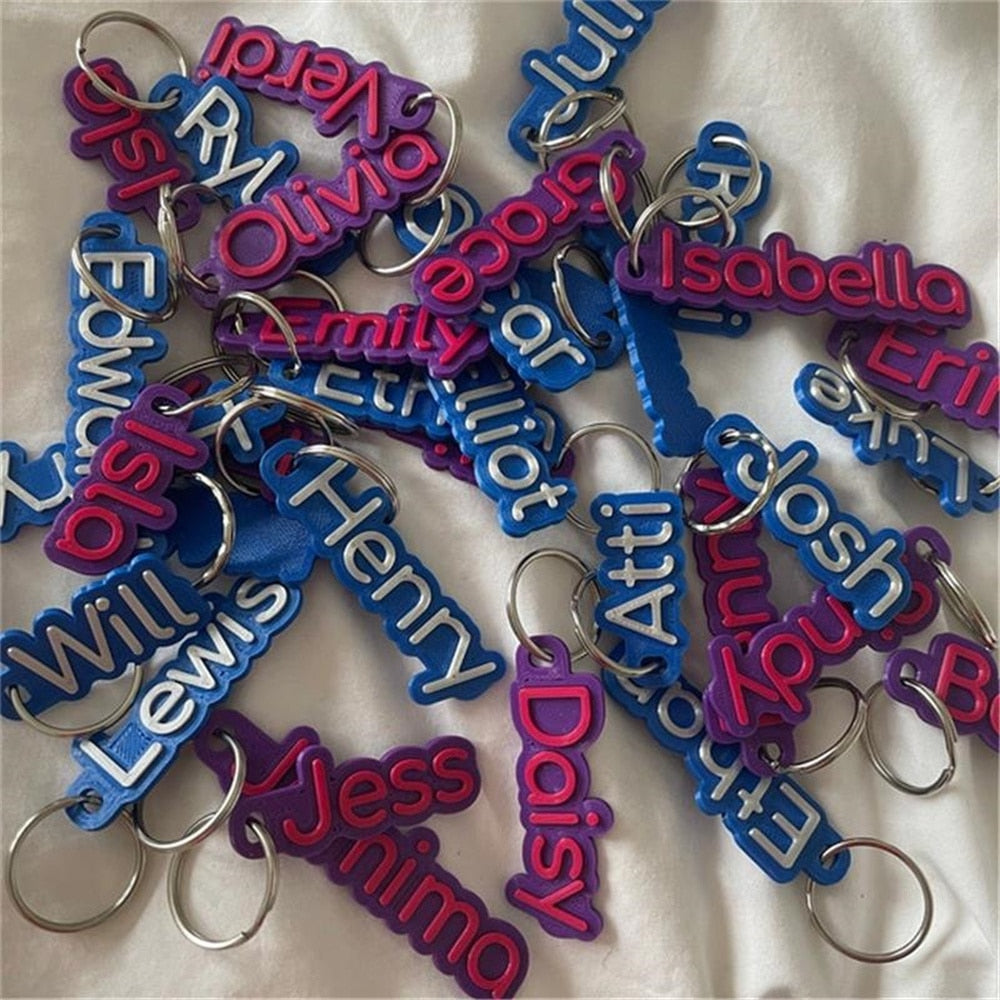 PERSONALIZED SCULPTURE ACRYLIC KEYCHAIN NAME TAG - SCHOOL BAG TAG - BACKPACK TAG - PERSONAL ITEM TAG