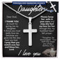 TO MY DAUGHTER PERSONALIZED STAINLESS STEEL CROSS NECKLACE W/MC
