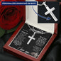 TO MY DAUGHTER PERSONALIZED STAINLESS STEEL CROSS NECKLACE W/MC