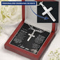 TO MY DAUGHTER PERSONALIZED STAINLESS STEEL CROSS NECKLACE W/MC