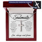 TO MY SOULMATE STAINLESS STEEL PERSONALIZED CROSS NECKLACE, GIRLFRIEND GIFT, BOYFRIEND GIFT, PARTNER GIFT