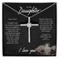 TO MY DAUGHTER DEAR GOD PRAYER CZ CROSS NECKLACE