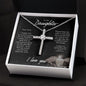 TO MY DAUGHTER DEAR GOD PRAYER CZ CROSS NECKLACE