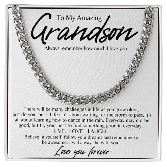 TO MY AMAZING GRANDSON CUBAN LINK NECKLACE, BIRTHDAY GIFT, GRADUATION GIFT, CHRISTMAS GIFT