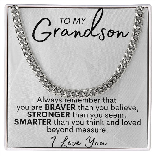 TO MY GRANDSON CUBAN LINK CHAIN, CHRISTMAS GIFT, GRADUATION GIFT, BIRTHDAY GIFT