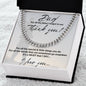 DAD, THANK YOU CUBAN LINK NECKLACE, BIRTHDAY GIFT, CHRISTMAS GIFT, SPECIAL OCCASION GIFT