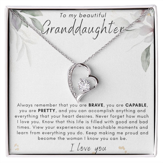 TO MY GRANDDAUGHTER FOREVER LOVE NECKLACE, BIRTHDAY GIFT, CHRISTMAS GIFT, GRADUATION GIFT