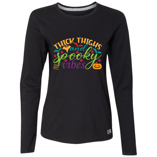 THICK THIGHS & SPOOKY VIBES LADIES ESSENTIAL DRI-POWER LONG SLEEVE SHIRT