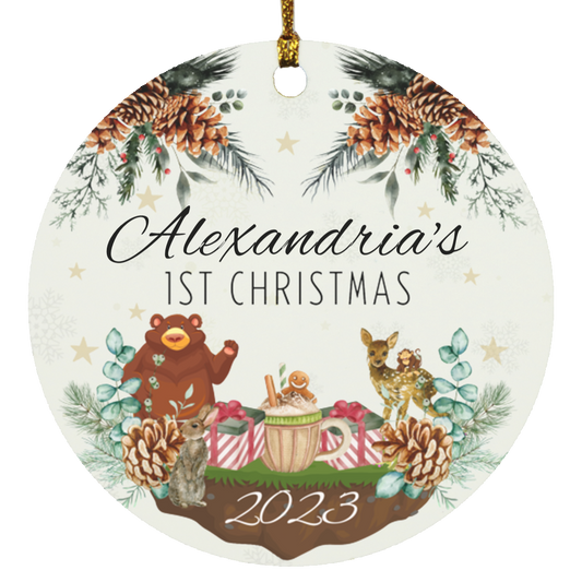 BABY AND FRIENDS 1ST CHRISTMAS ORNAMENT - PERSONALIZE WITH NAME