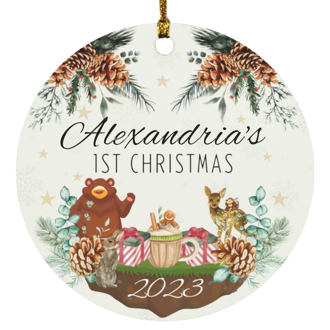 BABY AND FRIENDS 1ST CHRISTMAS ORNAMENT - PERSONALIZE WITH NAME
