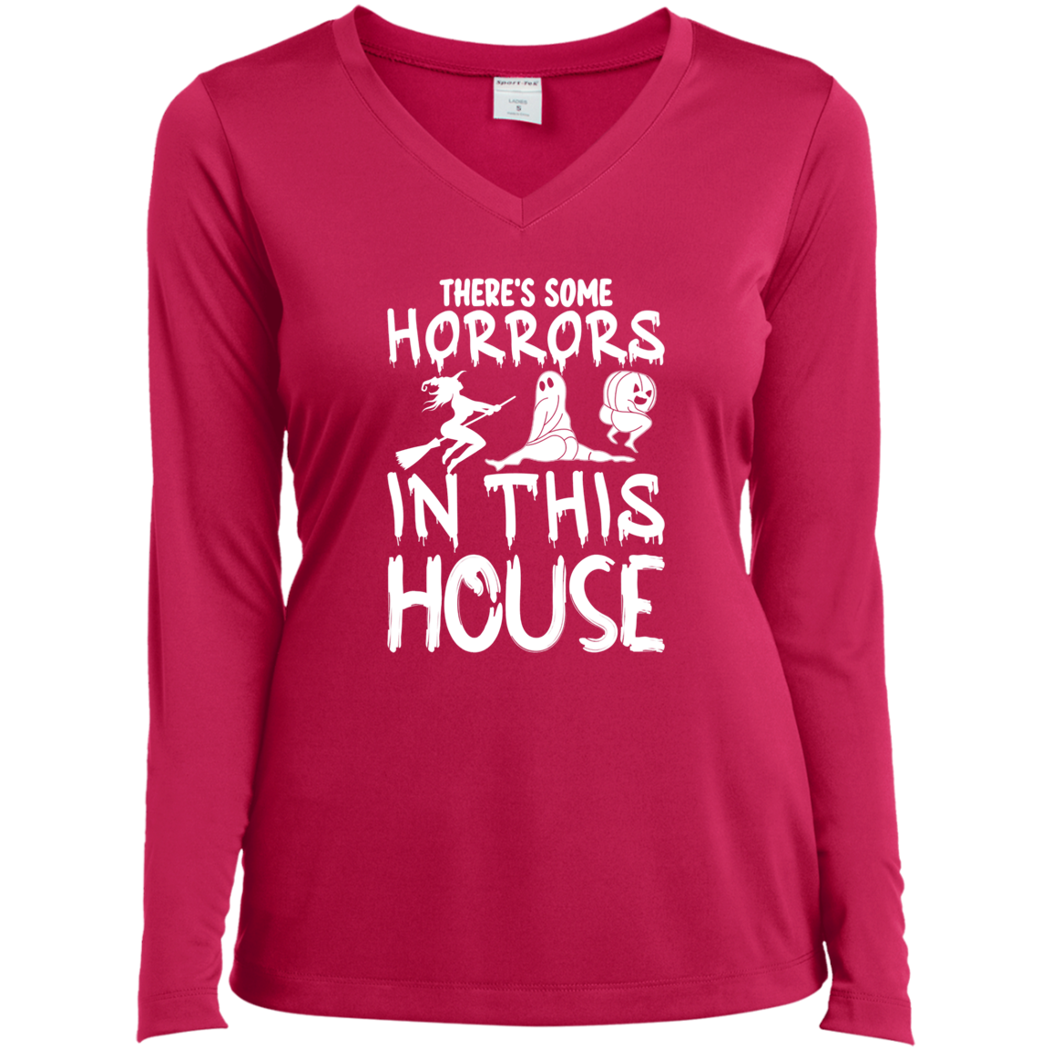 THERE'S SOME HORRORS IN THIS HOUSE LONG SLEEVE V-NECK T-SHIRT