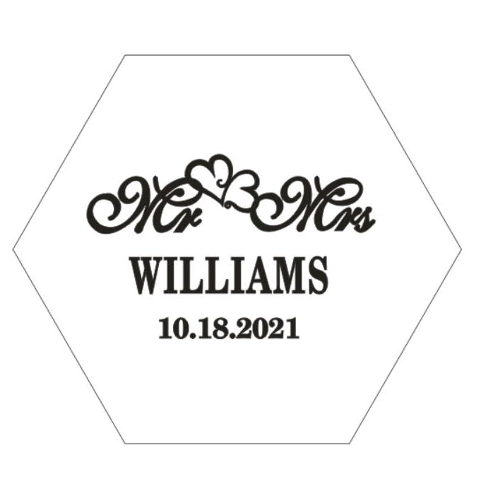 ENGRAVED CUSTOM CLEAR HEXAGONAL ENGAGEMENT / WEDDING STORAGE RING BOX  - ACRYLIC PERSONALIZED FRAME  RING STORAGE BOX