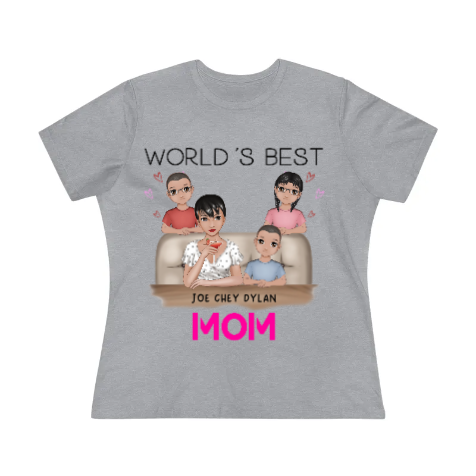 WORLD'S BEST MOM PREMIUM TEE *** PERSONALIZE IMAGES ***