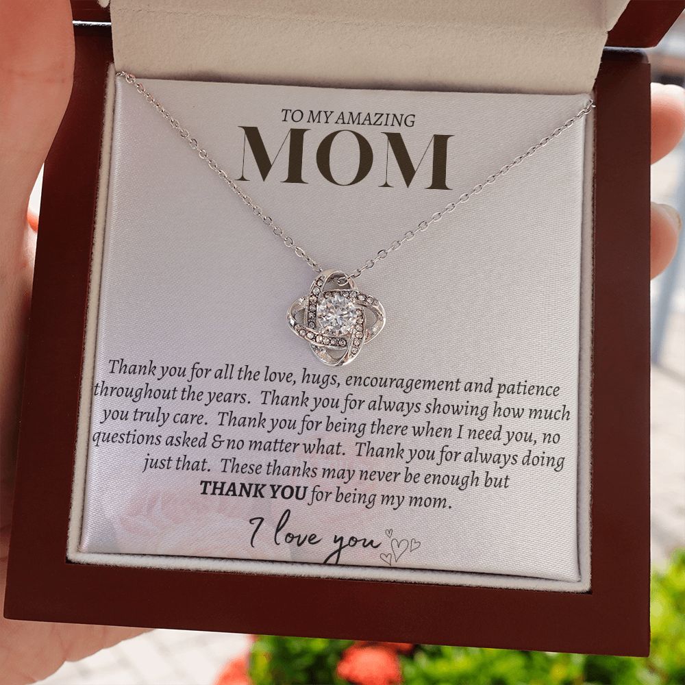 TO MY AMAZING MOM LOVE KNOT NECKLACE, MOTHER'S DAY GIFT, BIRTHDAY, CHRISTMAS GIFT