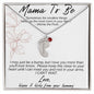 MAMA TO BE - I MAY JUST BE A BUMP ENGRAVED BABY FEET WITH BIRTHSTONES NECKLACE