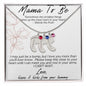 MAMA TO BE - I MAY JUST BE A BUMP ENGRAVED BABY FEET WITH BIRTHSTONES NECKLACE