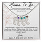 MAMA TO BE - I MAY JUST BE A BUMP ENGRAVED BABY FEET WITH BIRTHSTONES NECKLACE