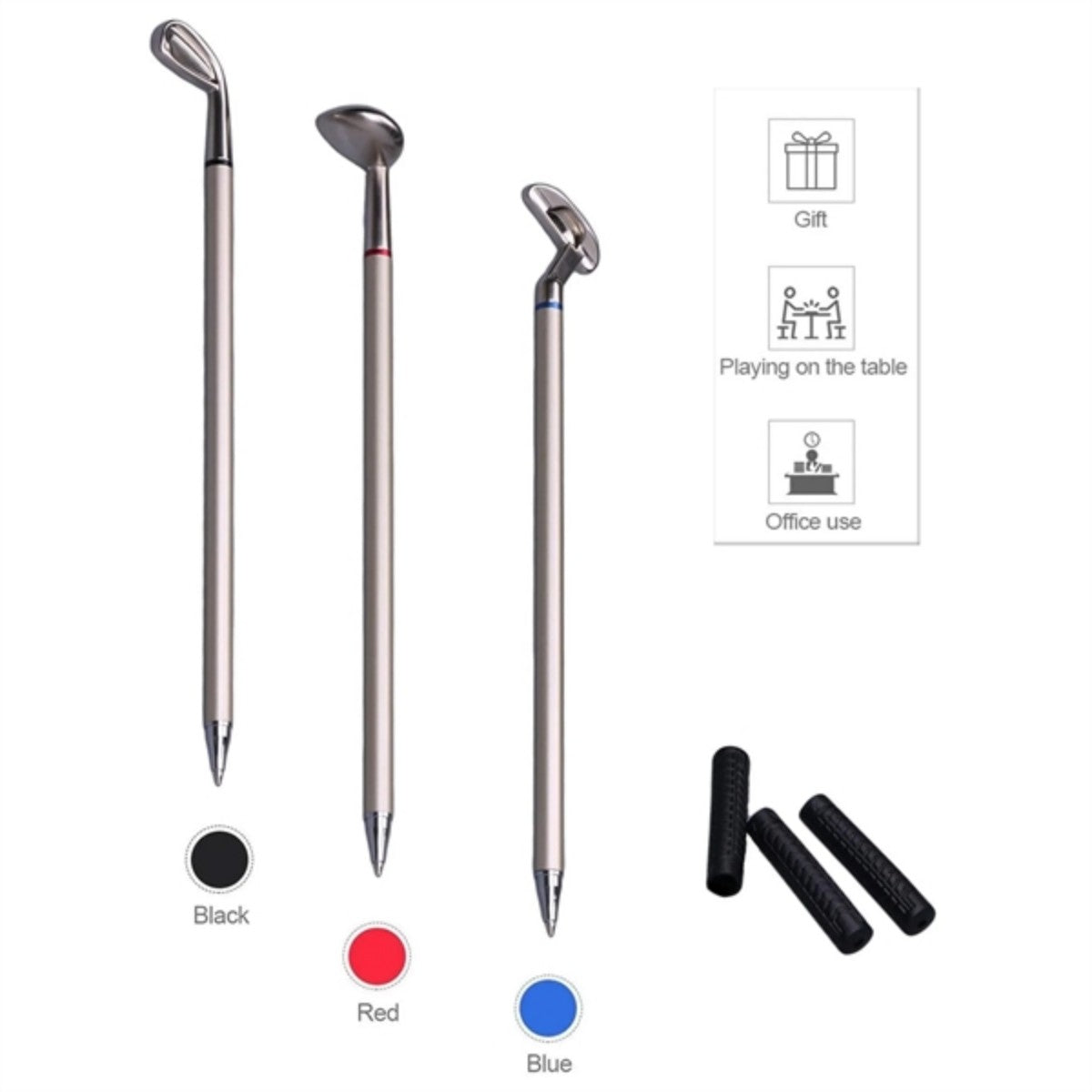 Golf pen set opened as a desktop putting green