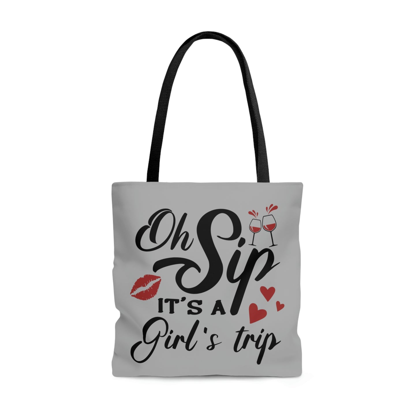 OH SIP IT'S A GIRLS TRIP TOTE BAG - LIGHT GREY