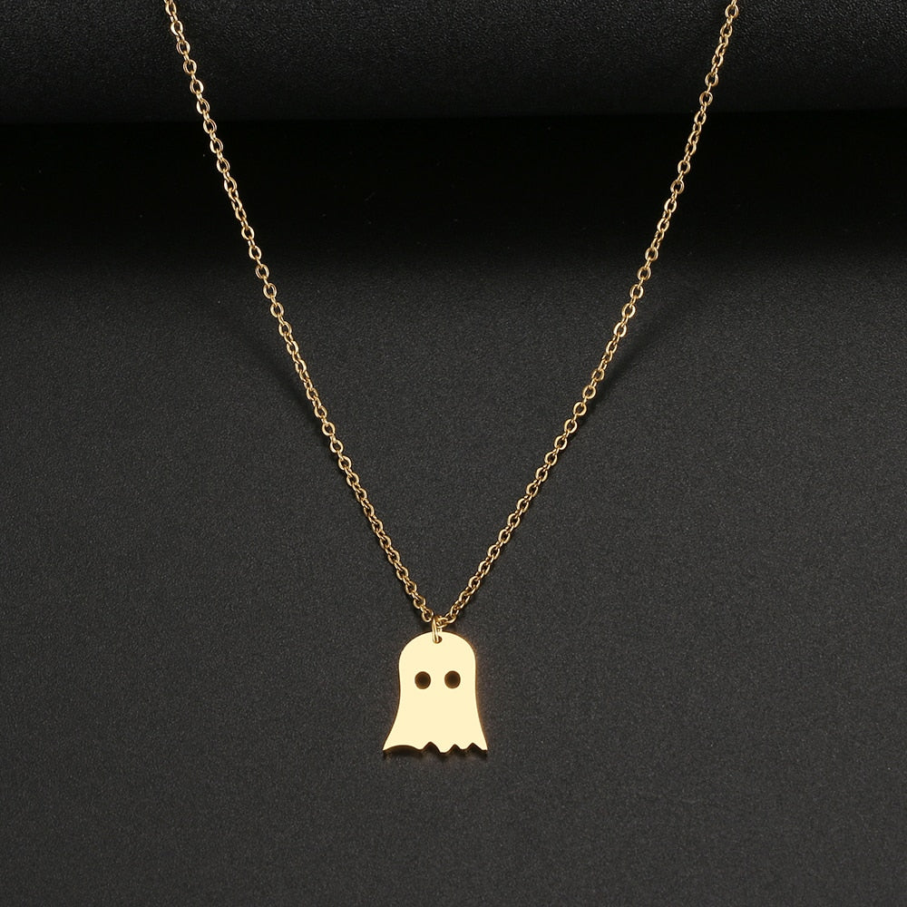 GHOST HALLOWEEN STAINLESS STEEL NECKLACE - KIDS NECKLACE - HALLOWEEN CHARM - HALLOWEEN GIFT FOR WOMEN